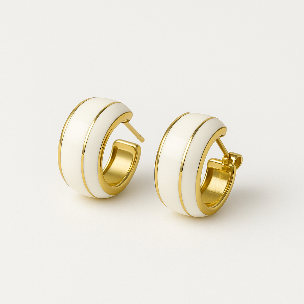 White enamel Earrings