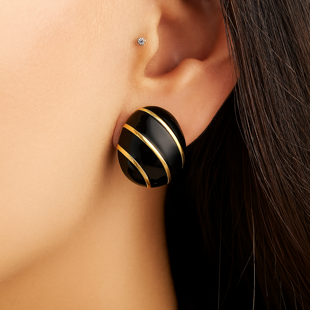 Black enamel Earring