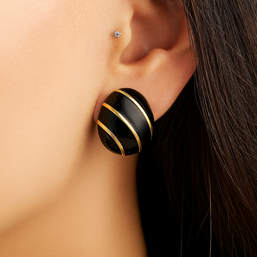 Black enamel Earring
