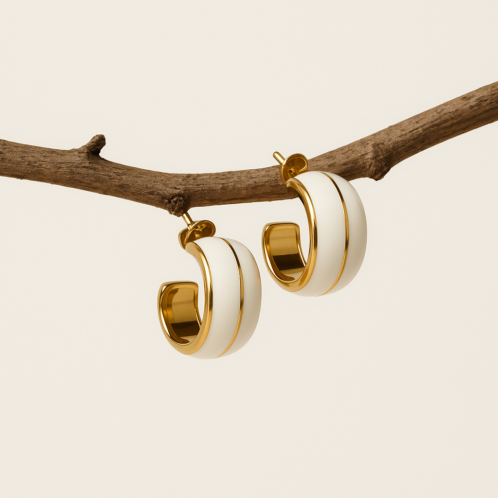 White enamel Earrings