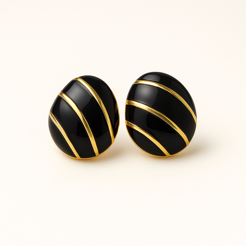 Black enamel Earring
