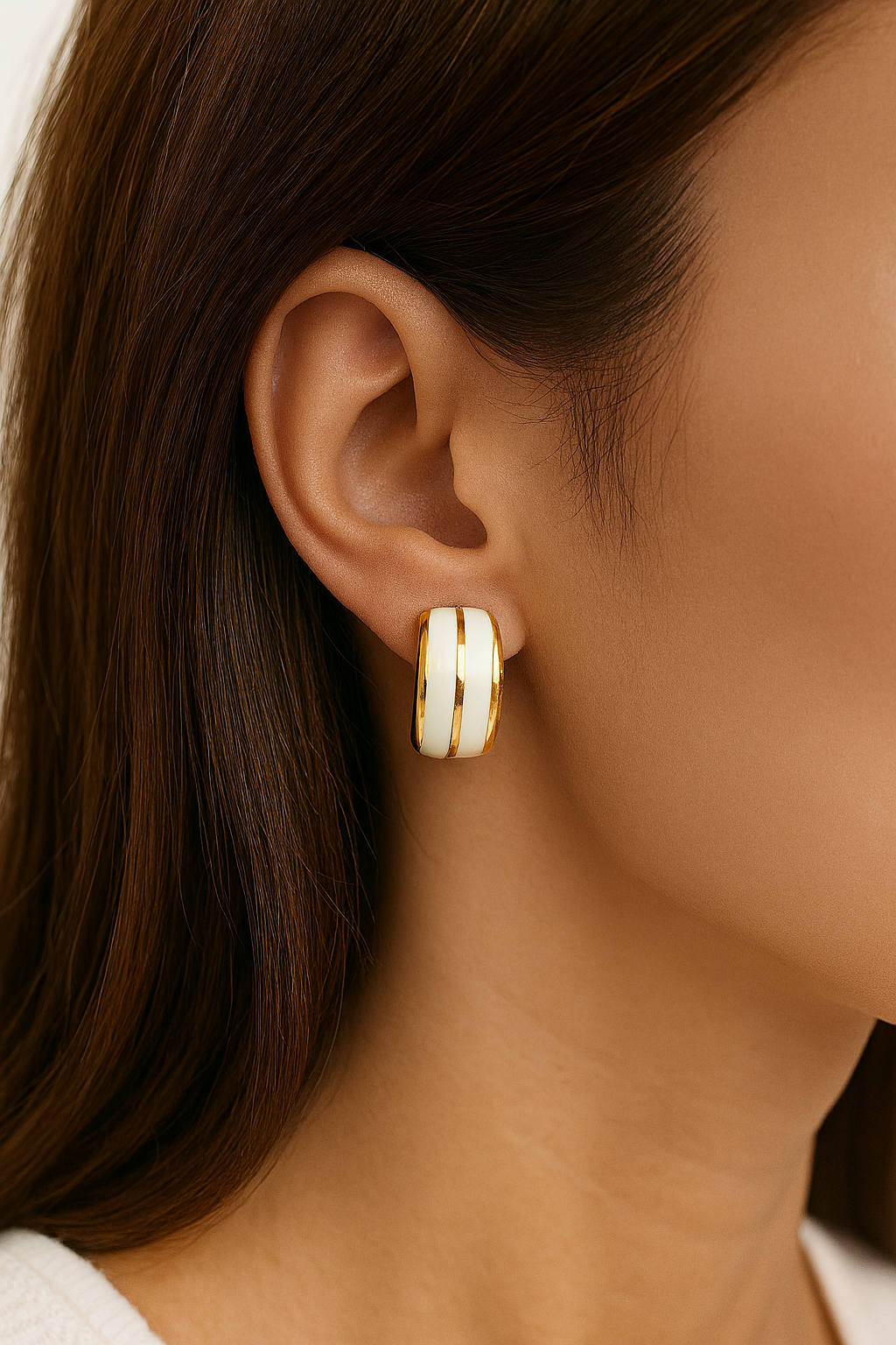 White enamel Earrings