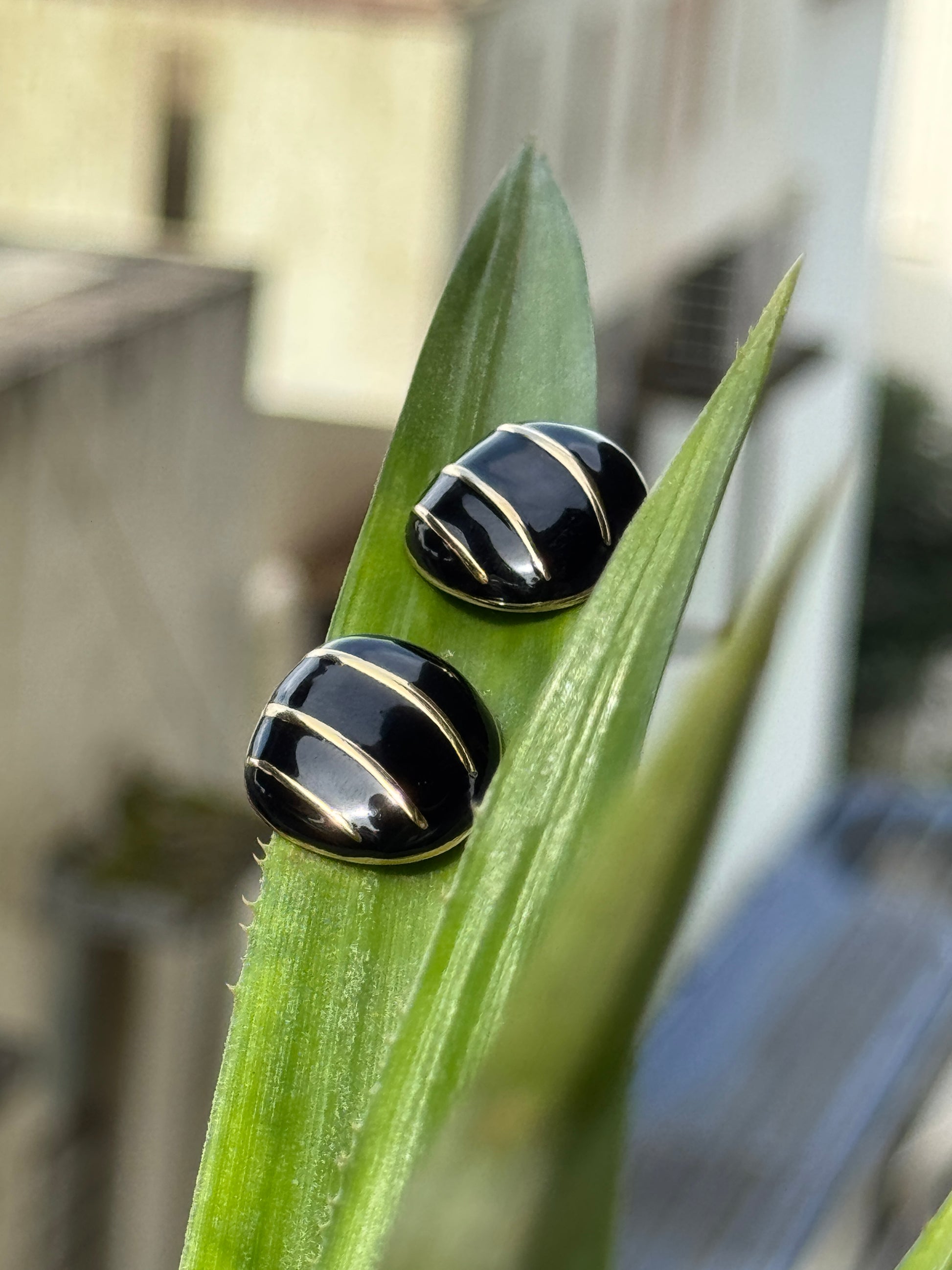 Black enamel Earring