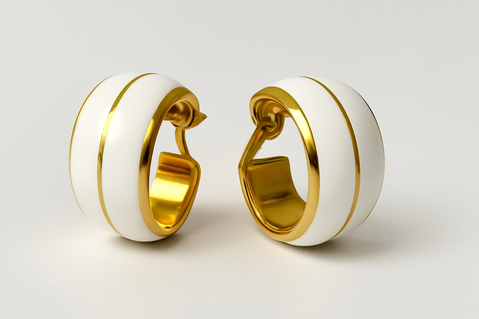 White enamel Earrings