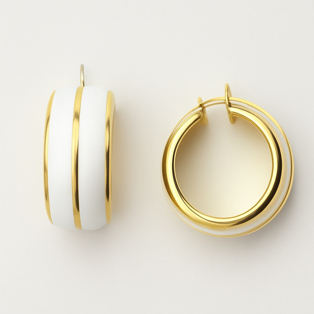 White enamel Earrings
